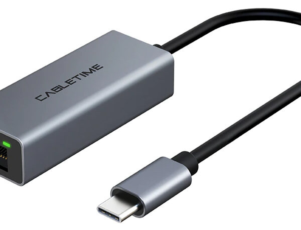 CABLETIME αντάπτορας δικτύου CT-CML100-AG, USB-C, 100Mbps Ethernet, γκρι
