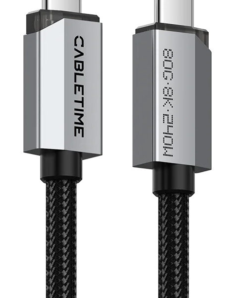 CABLETIME καλώδιο USB-C CT-USB4V2, USB4, 240W, 80Gbps, 8K/60Hz, 1m, μαύρο