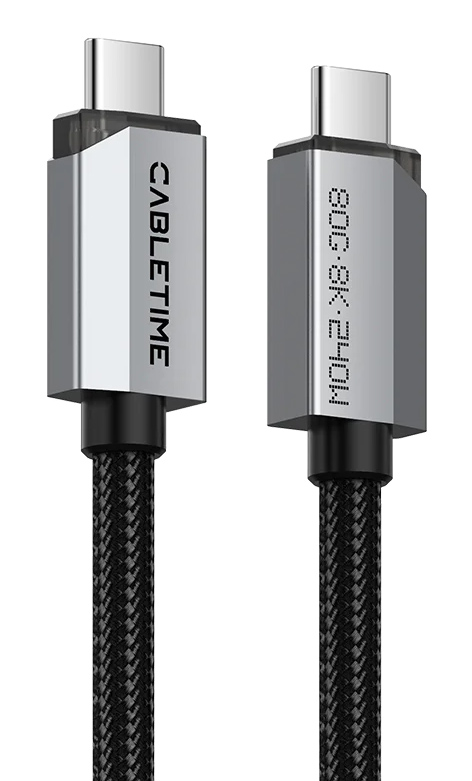 CT-USB4V2-AG1.jpg CABLETIME καλώδιο USB-C CT-USB4V2, USB4, 240W, 80Gbps, 8K/60Hz, 1m, μαύρο