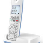 PHILIPS ασύρματο τηλέφωνο D2501S-34, με ελληνικό μενού, λευκό-μπλε