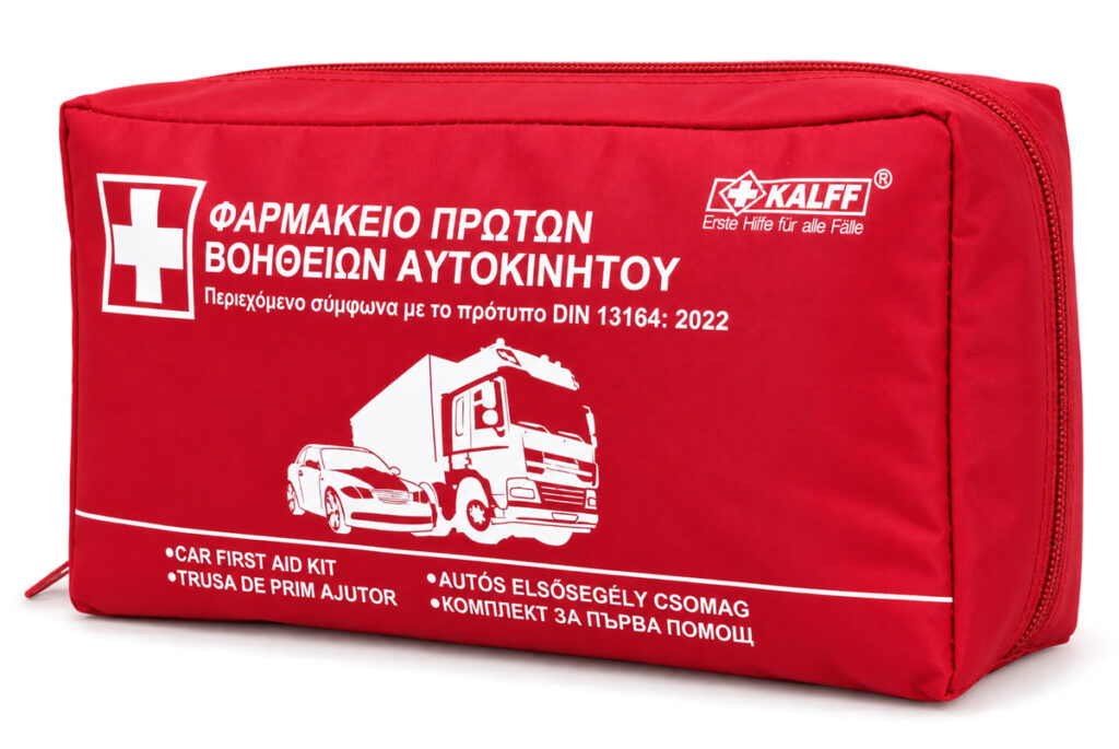 KALFF kit πρώτων βοηθειών για οχήματα FK7151-99, DIN 13164-2022, κόκκινο