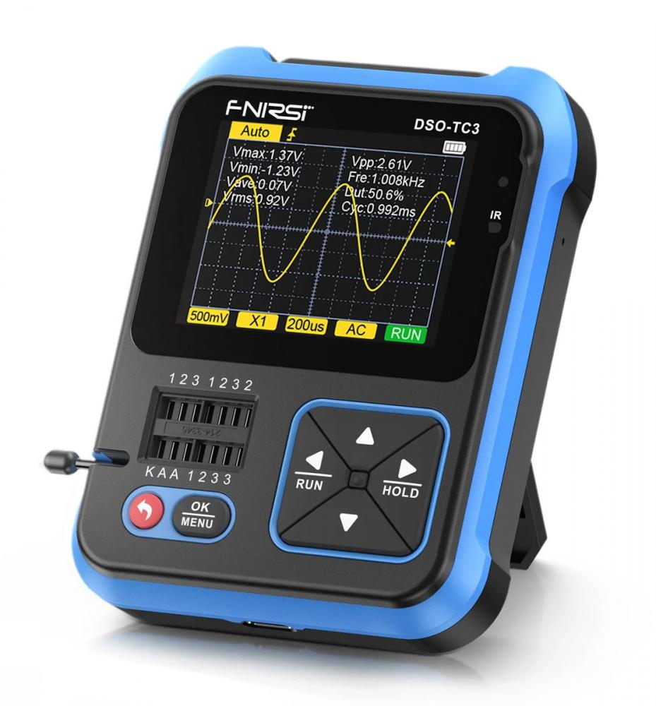 FNR-DSO-TC3.jpg FNIRSI 3 σε 1 παλμογράφος/signal generator/transistor tester χειρός DSO-TC3, επαναφορτιζόμενο