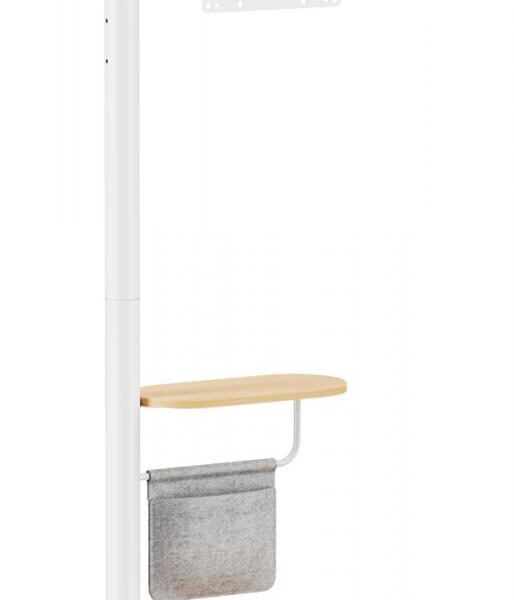 BRATECK βάση τηλεόρασης δαπέδου FS54-22T-02W, 17-43", έως 15kg, με ράφι & ροδάκια, λευκή