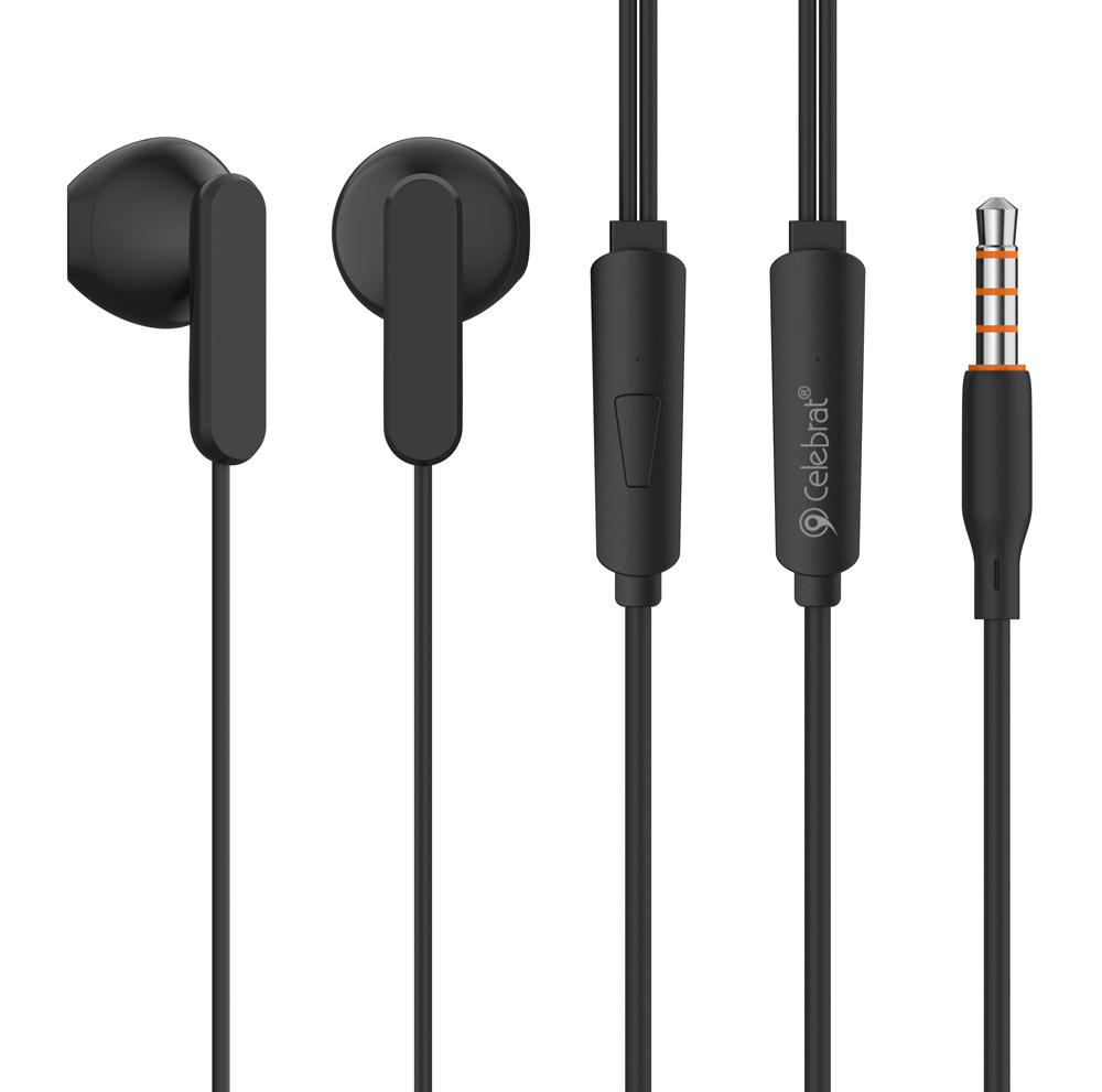 G23-BK.jpg CELEBRAT earphones με μικρόφωνο G23, 3.5mm σύνδεση, Φ14mm, 1.2m, μαύρα