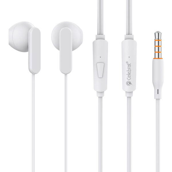 CELEBRAT earphones με μικρόφωνο G23, 3.5mm σύνδεση, Φ14mm, 1.2m, λευκά