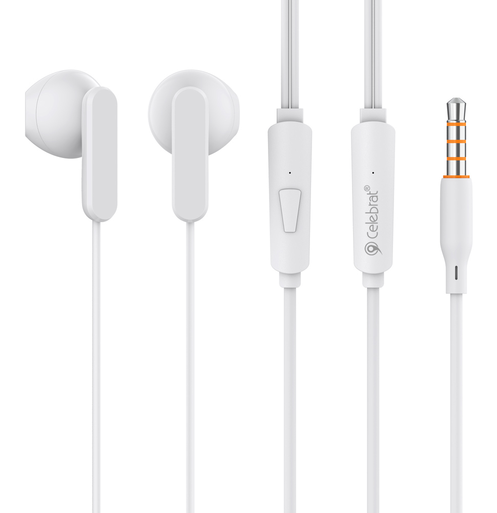 G23-WH.jpg CELEBRAT earphones με μικρόφωνο G23, 3.5mm σύνδεση, Φ14mm, 1.2m, λευκά