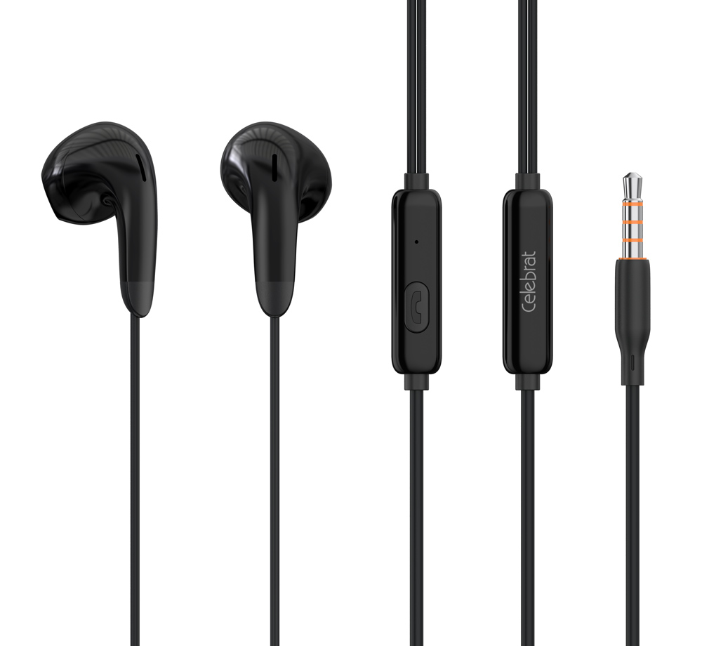 G27-BK.jpg CELEBRAT earphones με μικρόφωνο G27, 3.5mm σύνδεση, Φ14mm, 1.2m, μαύρα