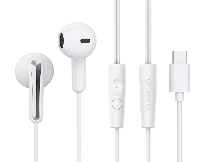 G37-WH.jpg CELEBRAT earphones με μικρόφωνο G37, USB-C σύνδεση, 14.2mm, 1.2m, λευκά