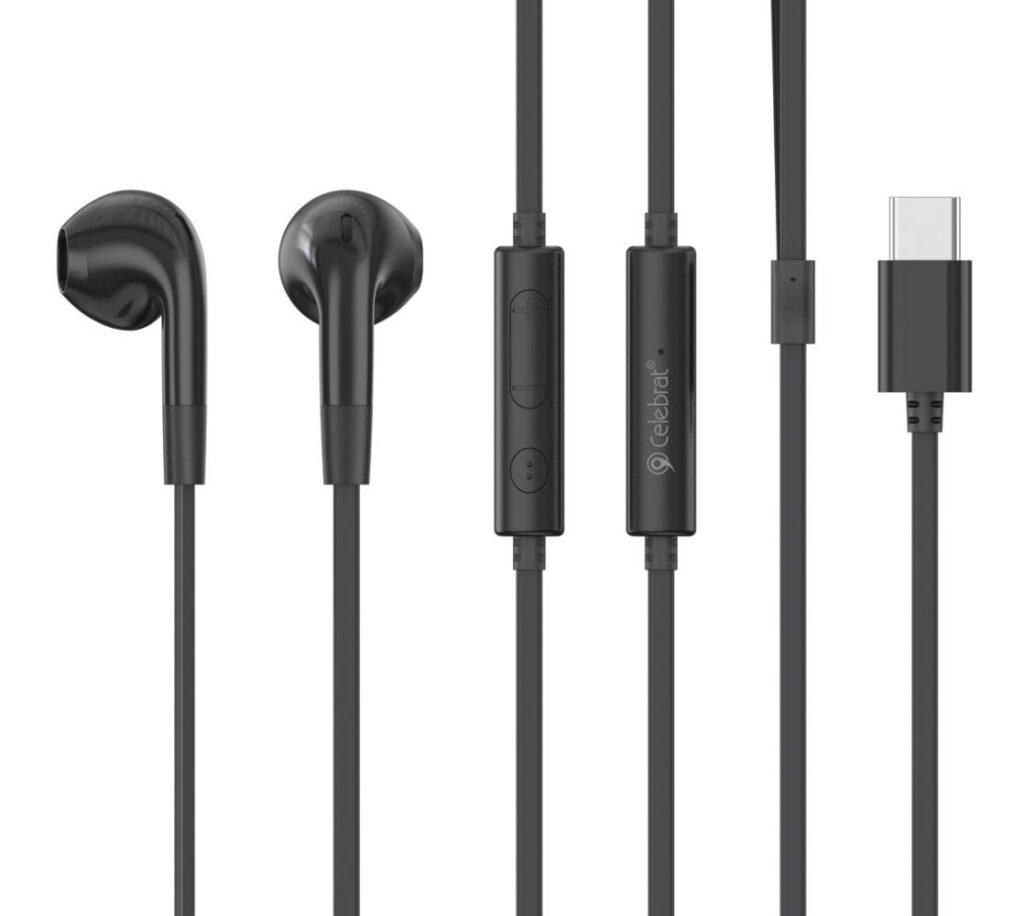 CELEBRAT earphones με μικρόφωνο G39, USB-C σύνδεση, 14mm, 1.2m, μαύρα