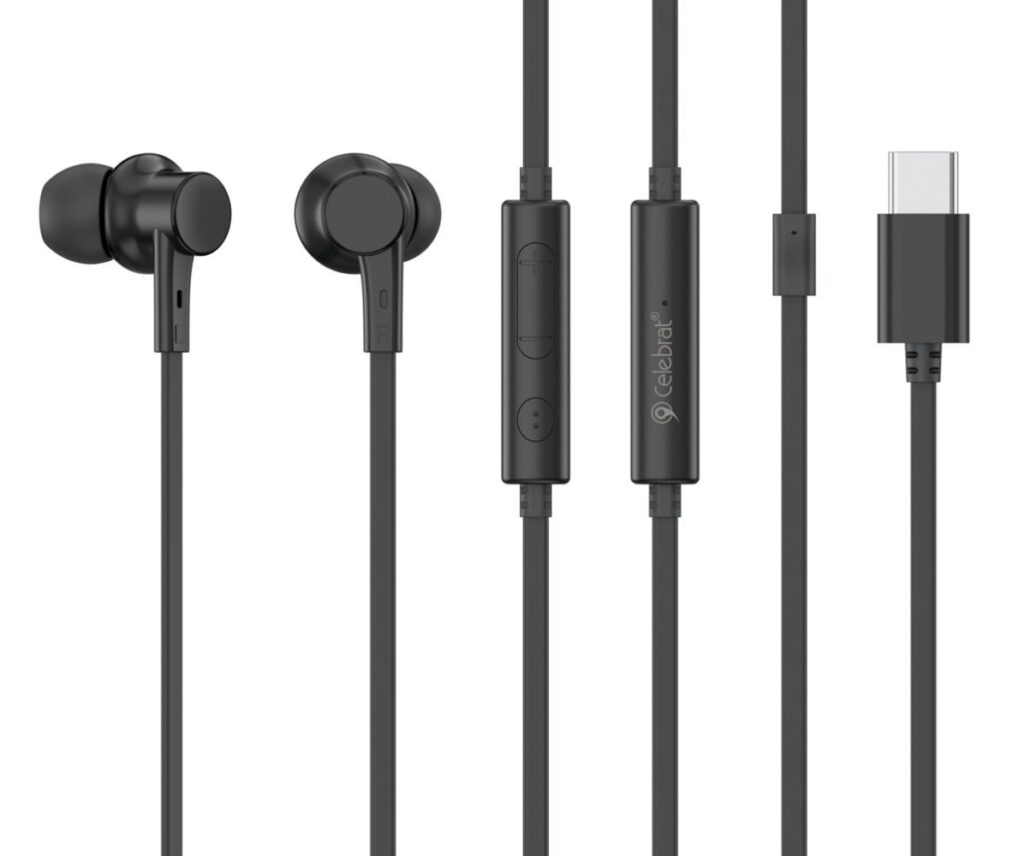 CELEBRAT earphones με μικρόφωνο G40, USB-C σύνδεση, 10mm, 1.2m, μαύρα