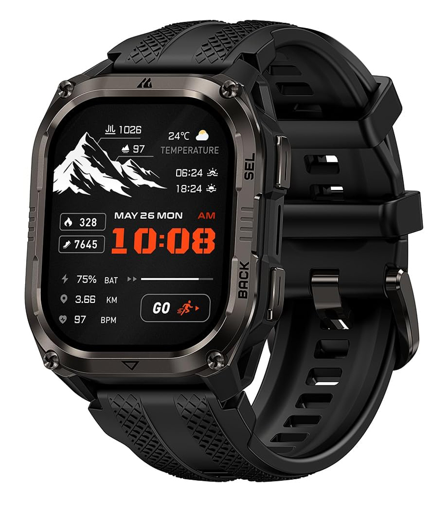 KOSPET smartwatch PULSE 2, heart rate, 1.96" AMOLED, GPS, 5 ATM & IP69, με φακό, μαύρο