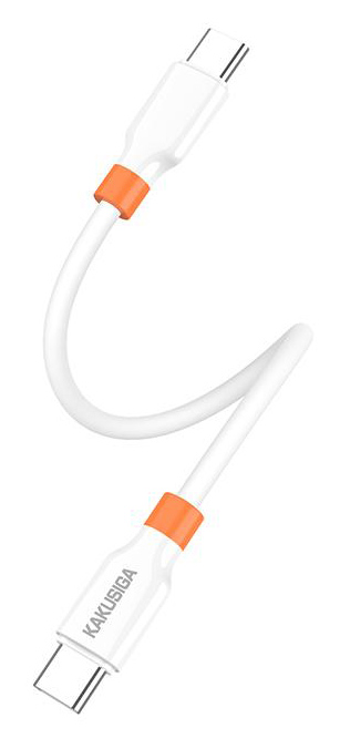 KSC-1024-CC-WH.jpg KAKUSIGA καλώδιο USB-C KSC-1024, σιλικόνης, 100W, 480Mbps, 0.25m, λευκό