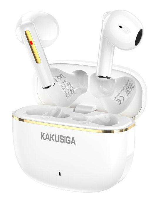 KSC-1482-WH.jpg KAKUSIGA earphones με θήκη φόρτισης KSC-1482, True Wireless, 15mm, 35/300mAh, λευκά