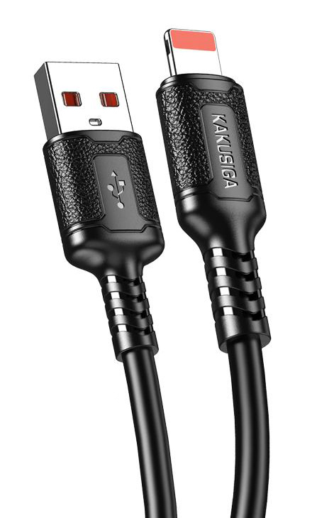 KSC-984-L-BK.jpg KAKUSIGA καλώδιο Lightning σε USB KSC-984, σιλικόνης, 3Α, 480Mbps, 1m, μαύρο
