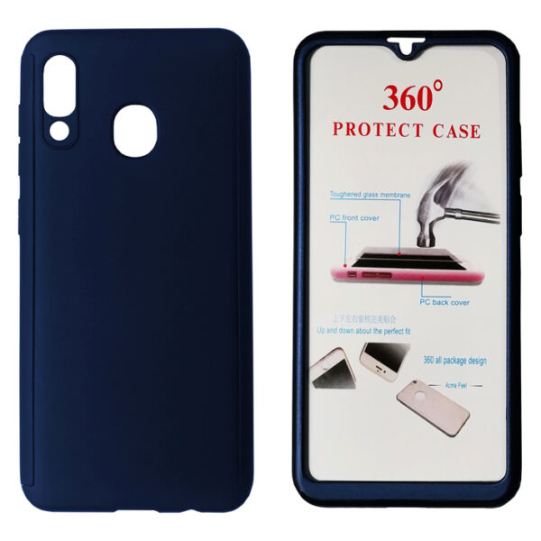 POWERTECH Θήκη Body 360° με Tempered Glass για Samsung A20, μπλε