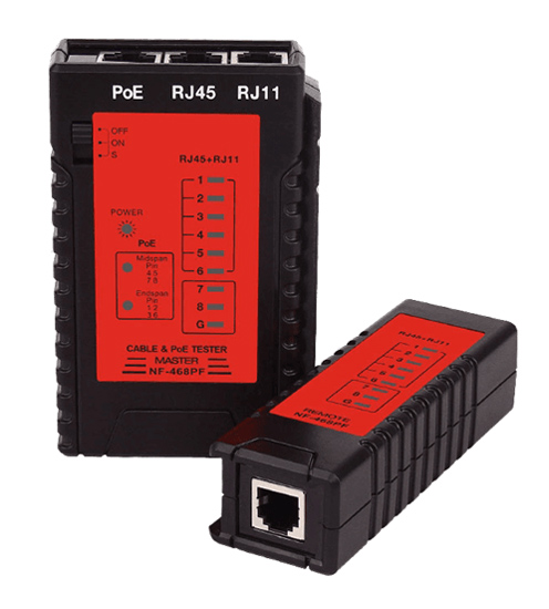 NF-468PF.jpg NOYAFA tester καλωδίων δικτύου NF-468PF για PoE RJ45 & RJ11