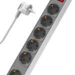 POWERTECH πολύπριζο ασφαλείας PT-1058, 6x schuko, 16A, 1.4m, λευκό