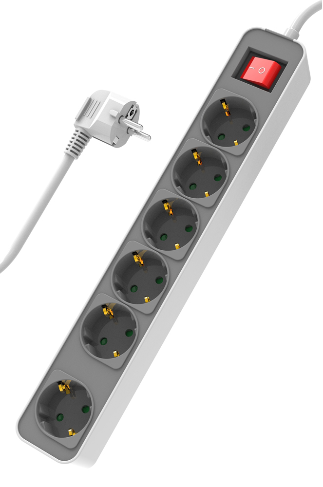 PT-1058.jpg POWERTECH πολύπριζο ασφαλείας PT-1058, 6x schuko, 16A, 1.4m, λευκό