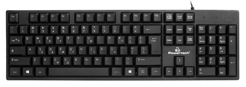 PT-1074.jpg POWERTECH πληκτρολόγιο PT-1074, ενσύρματο, EN/GR, μαύρο