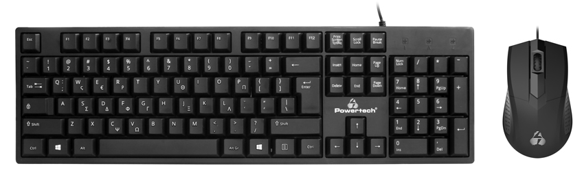 PT-1075.jpg POWERTECH set ποντίκι & πληκτρολόγιο PT-1075, ενσύρματο, 1000DPI, μαύρο