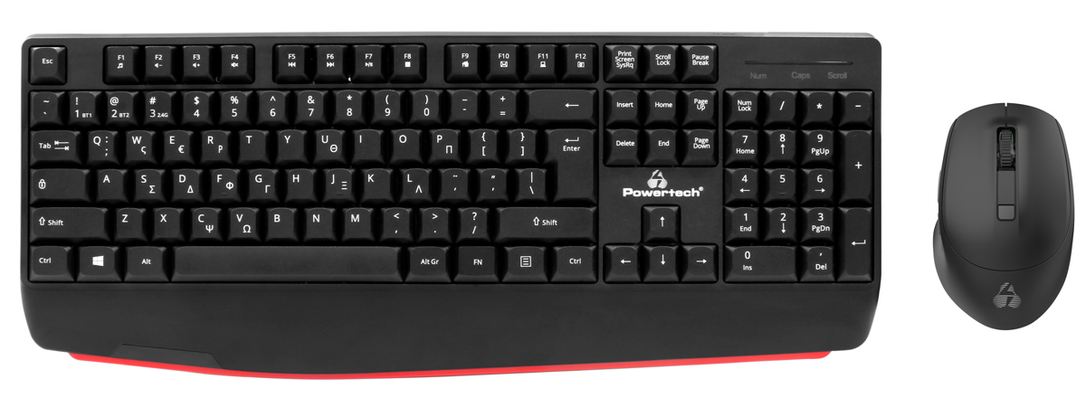 PT-1167.jpg POWERTECH set ποντίκι & πληκτρολόγιο PT-1167, 2.4GHz & Bluetooth, μαύρο