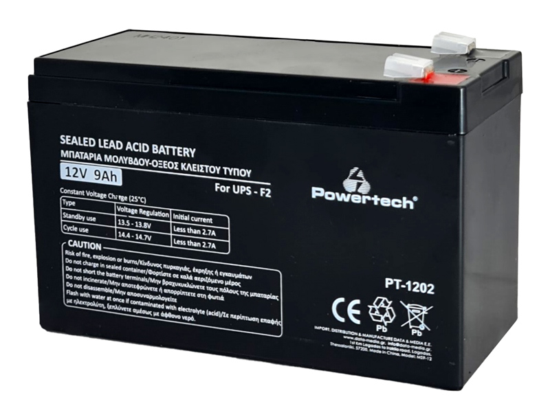 PT-1202.jpg POWERTECH μπαταρία μολύβδου PT-1202 για UPS, 12V 9Ah, F2