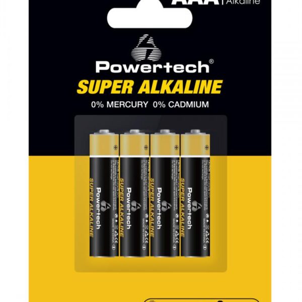 POWERTECH αλκαλικές μπαταρίες Super Alkaline PT-1213, AAA, 1.5V, 4τμχ
