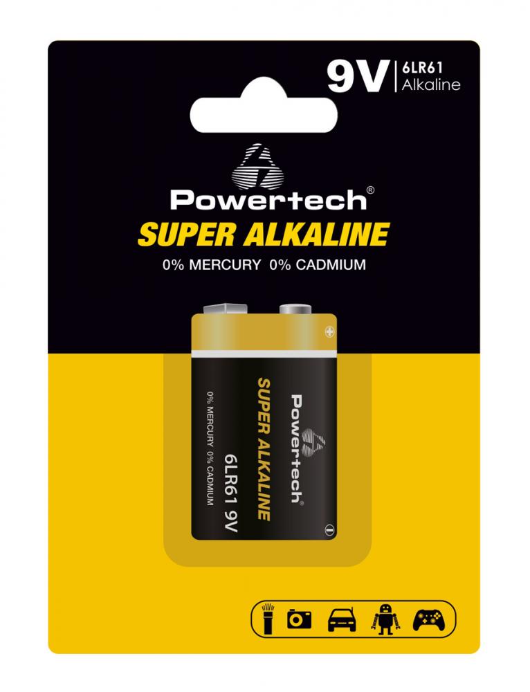 PT-1215.jpg POWERTECH αλκαλική μπαταρία Super Alkaline PT-1215, 9V, 1τμχ