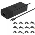POWERTECH φορτιστής laptop PT-1256 με 12 βύσματα, USB-C PD, 90W, μαύρος