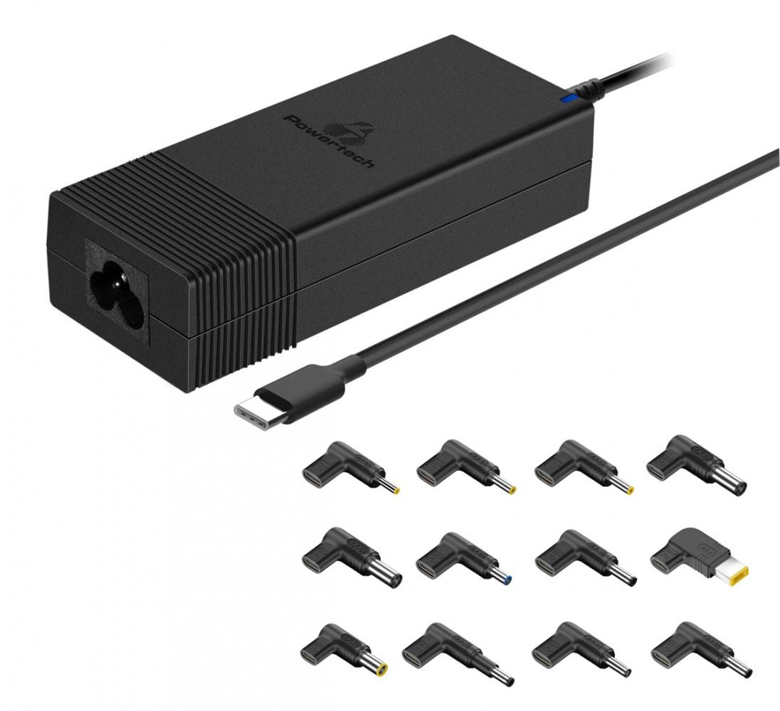 PT-1256.jpg POWERTECH φορτιστής laptop PT-1256 με 12 βύσματα, USB-C PD, 90W, μαύρος
