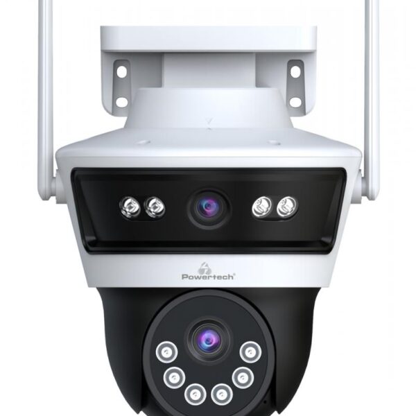 POWERTECH smart κάμερα PT-1340, 3MP, dual lens, WiFi, PTZ, SD, IP65