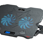 POWERTECH βάση & ψύξη laptop PT-1346, έως 15.6", 2x 125mm LED fan, μαύρη