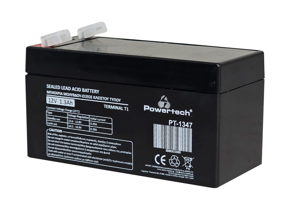 PT-1347.jpg POWERTECH μπαταρία μολύβδου PT-1347, 12V 1.3Ah, T1