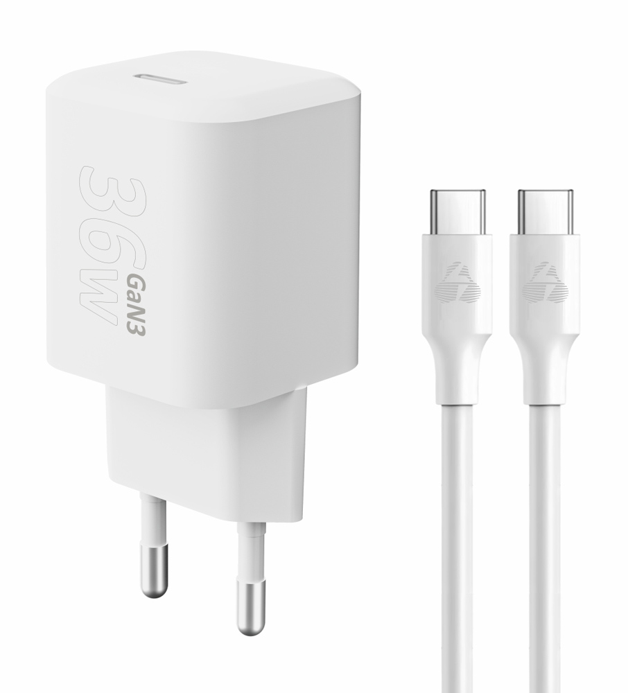 PT-1350.jpg POWERTECH φορτιστής τοίχου PT-1350 με καλώδιο, USB-C, 36W, GaN, λευκός