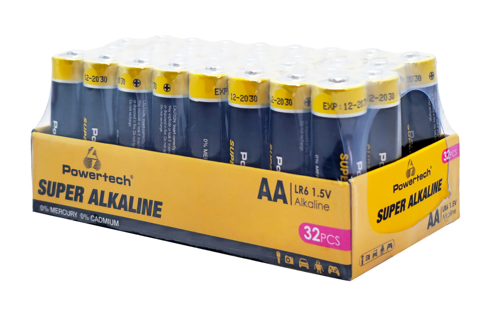 PT-1401.jpg POWERTECH αλκαλικές μπαταρίες Super Alkaline PT-1401, AA, 1.5V, 32τμχ