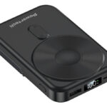 POWERTECH power bank με οθόνη PT-1416, 10000mah, magnetic wireless, 22.5W, μαύρο