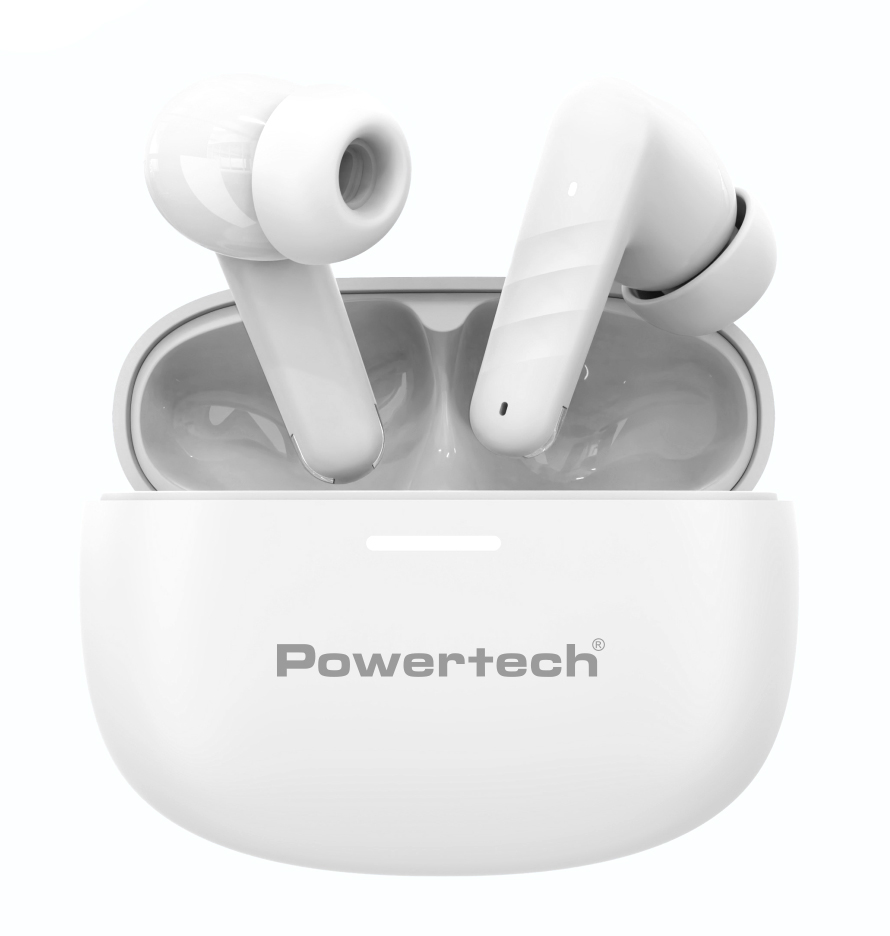 PT-1432.jpg POWERTECH earphones με θήκη φόρτισης PT-1432, True Wireless, 35/300mAh, λευκά
