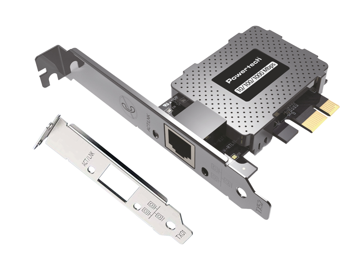 PT-1453.jpg POWERTECH κάρτα επέκτασης δικτύου PCIe σε RJ45 PT-1453, 1000Mbps