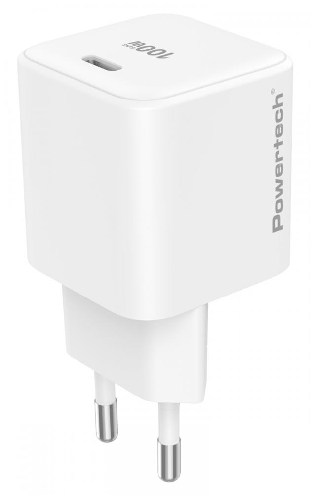 PT-1612.jpg POWERTECH φορτιστής τοίχου PT-1612, USB-C, 100W, GaN, AVS, λευκός