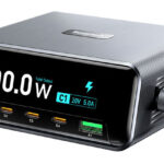 POWERTECH σταθμός φόρτισης PT-1622 με οθόνη, USB & 4x USB-C, GaN, 100W, ασημί