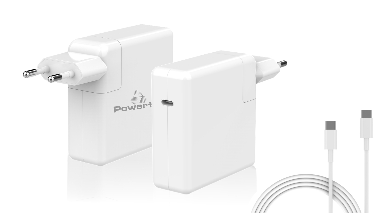PT-704.jpg POWERTECH φορτιστής laptop PT-704 για Apple, USB Type-C PD, 61W, λευκός