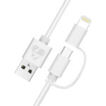 POWERTECH καλώδιο USB σε Micro/Lightning PT-707, MFi, 2.4A, 1m, λευκό