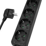 POWERTECH πολύπριζο PT-870, 5x schuko, 16A, 1,5m, μαύρο
