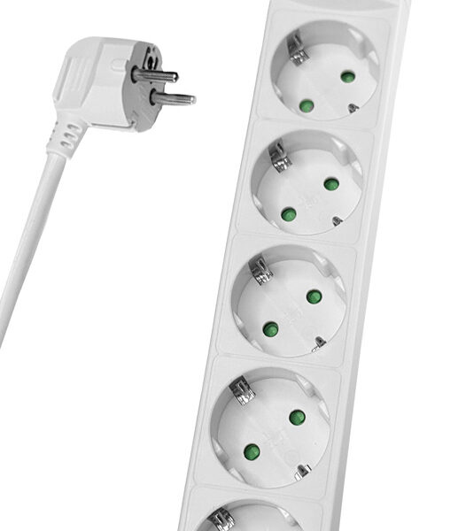 POWERTECH πολύπριζο PT-876, 5x schuko, 16A, 3m, λευκό