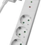 POWERTECH πολύπριζο ασφαλείας PT-879, 3x schuko, 16A, 1.5m, λευκό