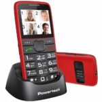 POWERTECH κινητό τηλέφωνο Sentry Eco V2, dual SIM, πλήκτρο SOS, κόκκινο