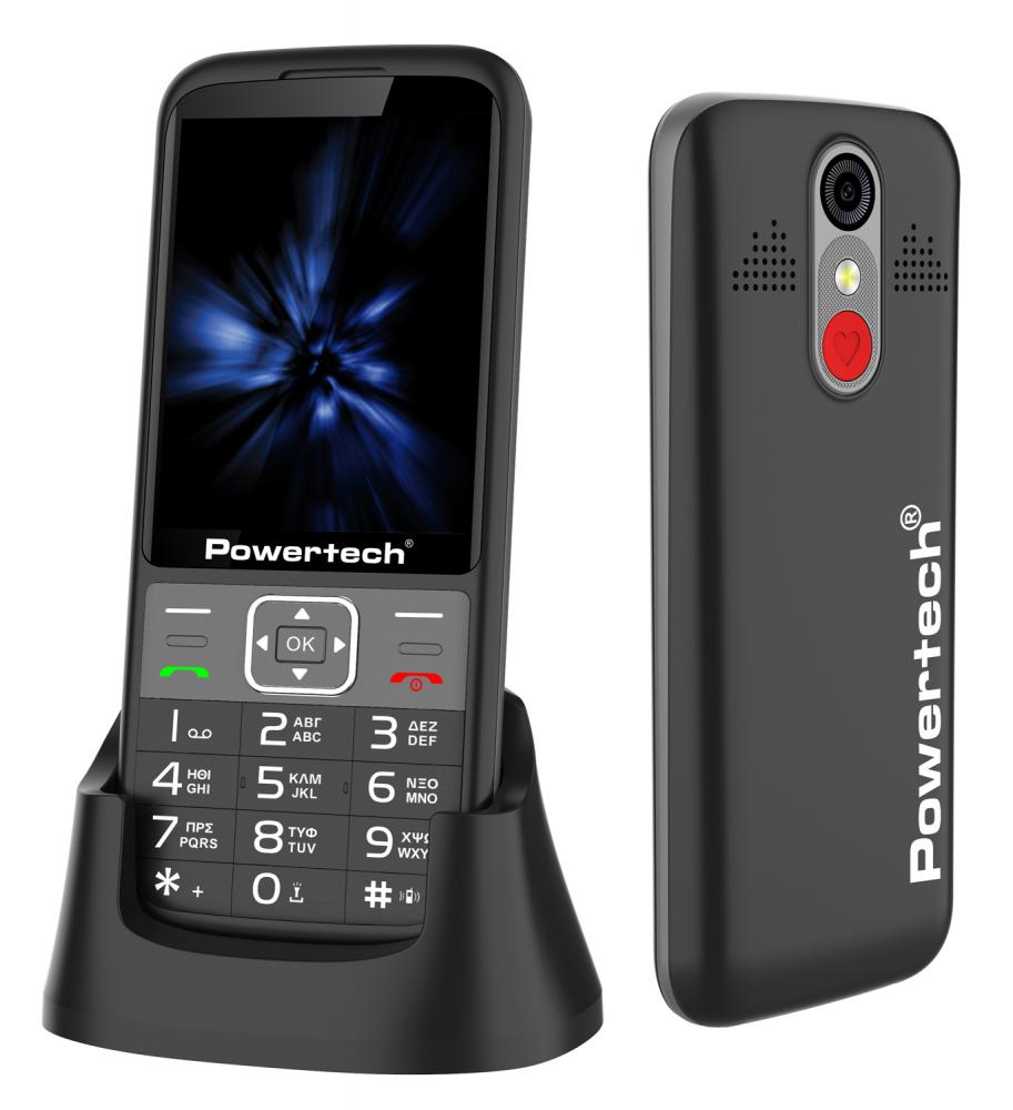 POWERTECH κινητό τηλέφωνο Sentry 3.36, 3.36", dual SIM, πλήκτρο SOS, μαύρο