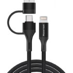 POWERTECH καλώδιο USB & USB-C σε Lightning PTR-0159, PD 27W, copper, 1.5m, μαύρο
