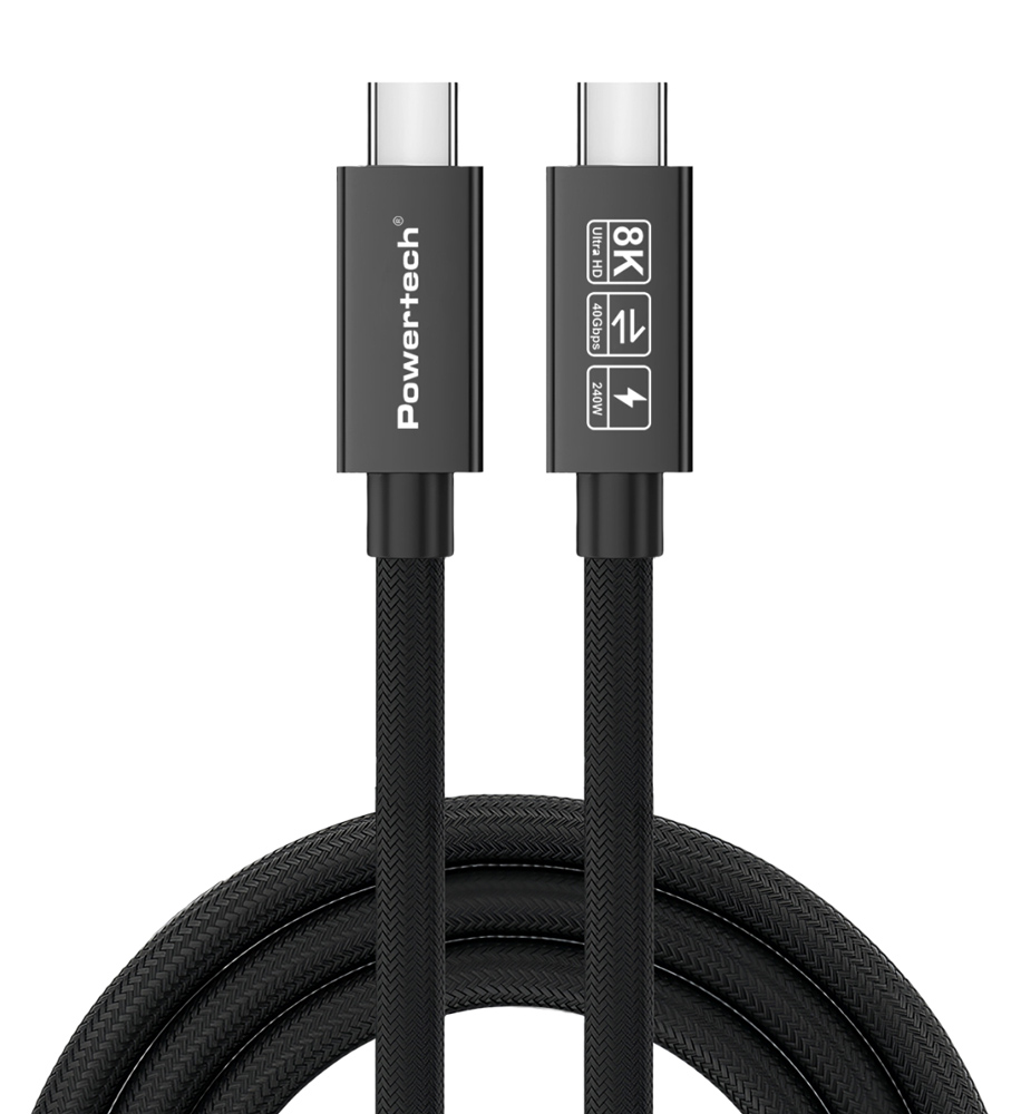 PTR-0165.jpg POWERTECH καλώδιο USB-C PTR-0165, USB4, 240W, 40Gbps, 8K/60Hz, 1m, μαύρο