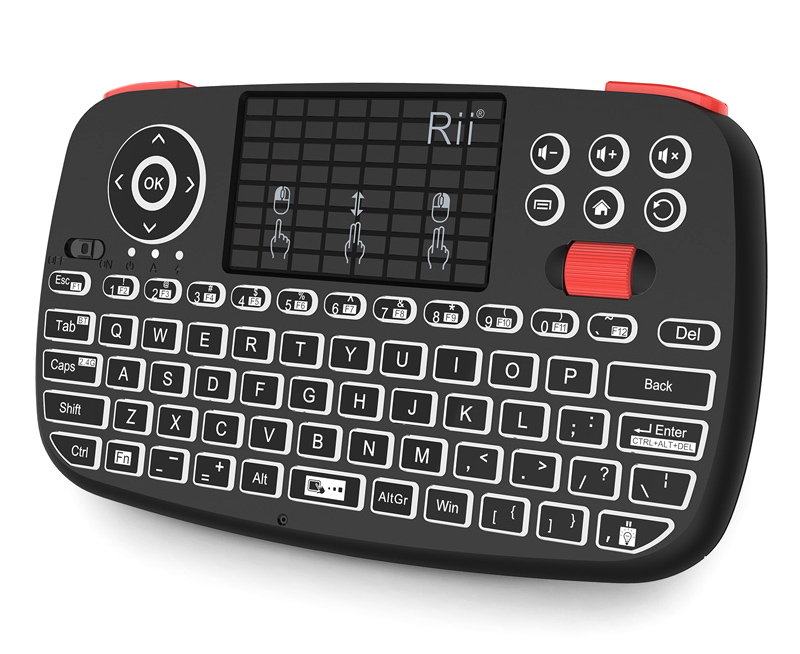 RT-MINII4.jpg RIITEK ασύρματο mini πληκτρολόγιο i4, backlit, Bluetooth & 2.4GHz, μαύρο
